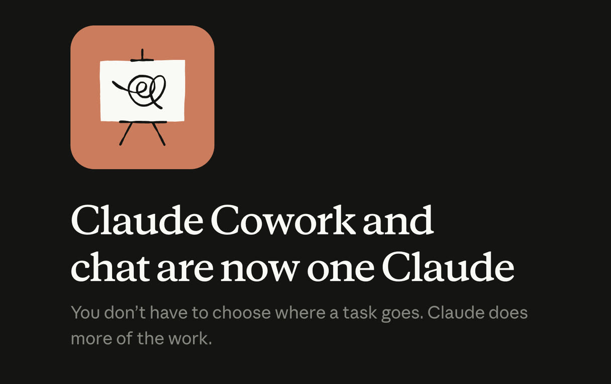 Ankündigung von Anthropic: „Claude Cowork and chat are now one Claude“