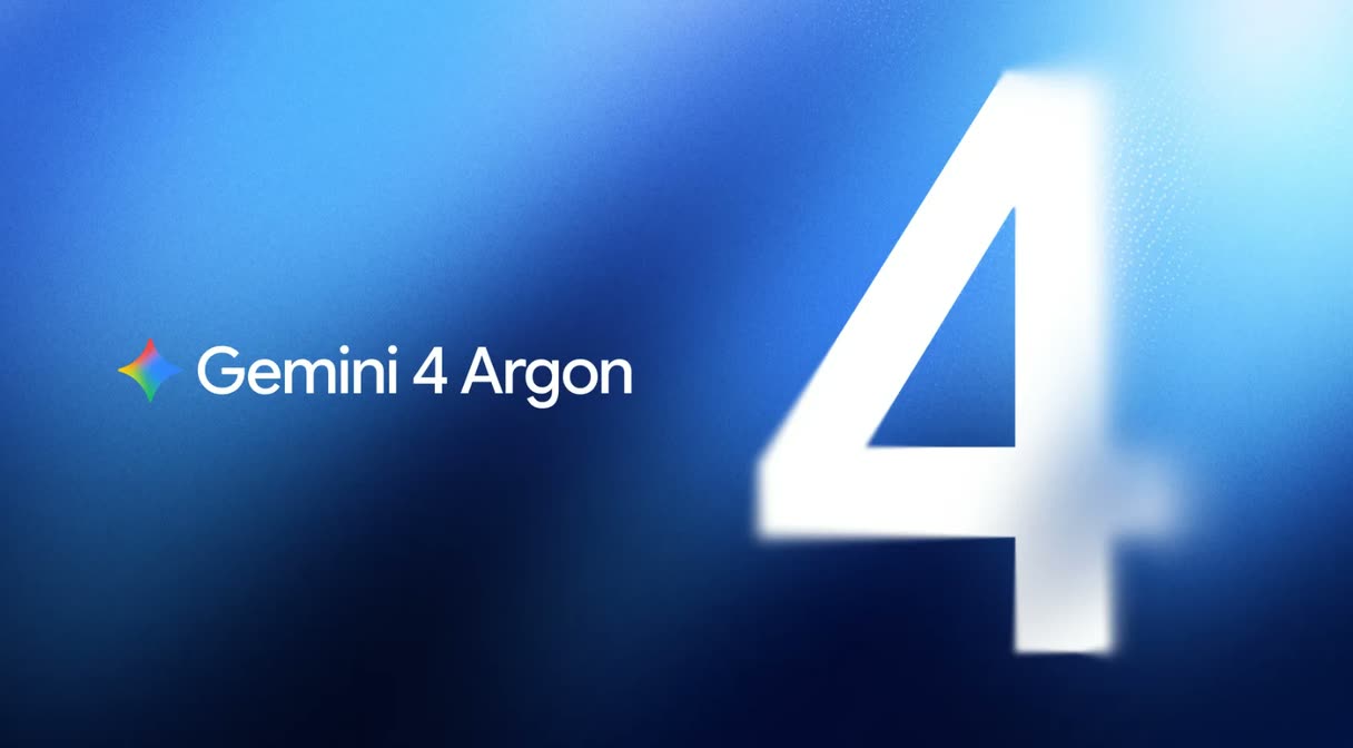 Schriftzug „Gemini 4 Argon“ mit Gemini-Logo und großer Ziffer 4 vor blauem Farbverlauf